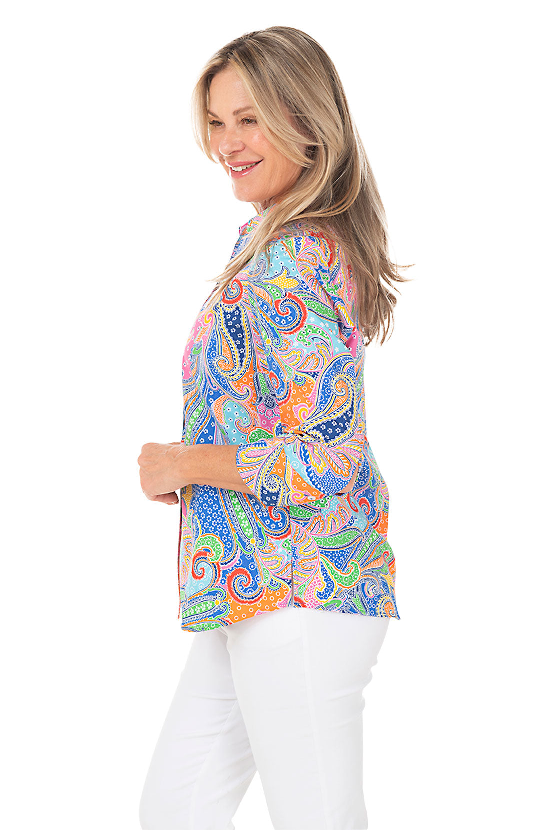 Mary Paisley Button-Front Shirt