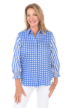Olivia Gingham Striped Button-Front Shirt