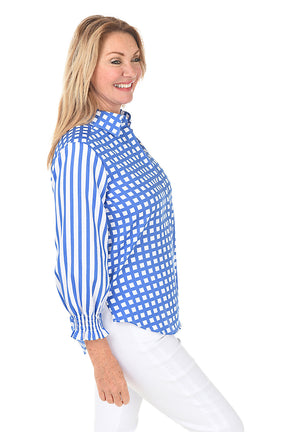 Olivia Gingham Striped Button-Front Shirt