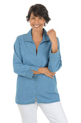 Chambray Lyocell Agnes Pleated Back Blouse