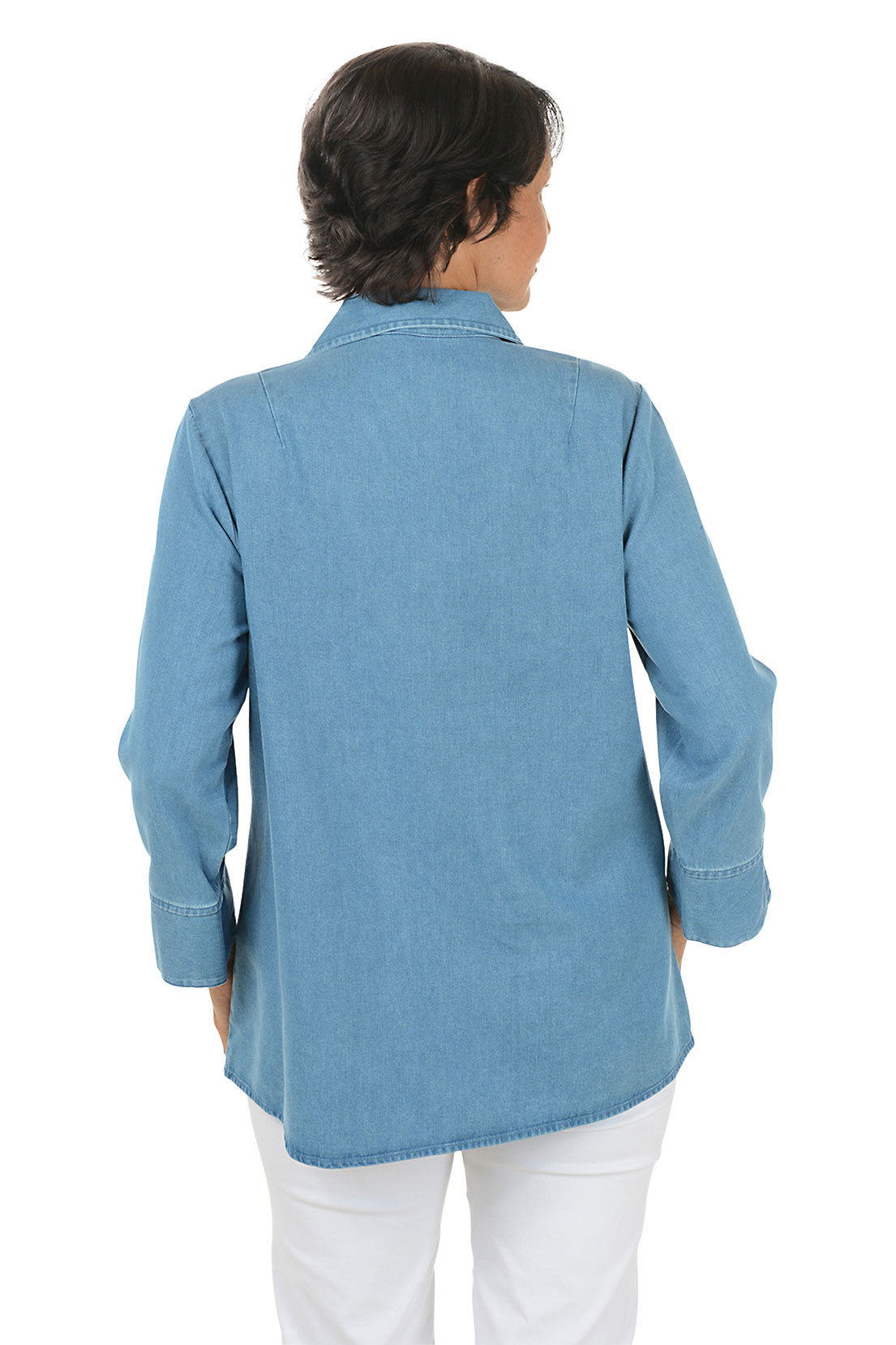 Chambray Lyocell Agnes Pleated Back Blouse
