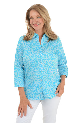 Ibiza Turquoise Leopard Margie Shirt