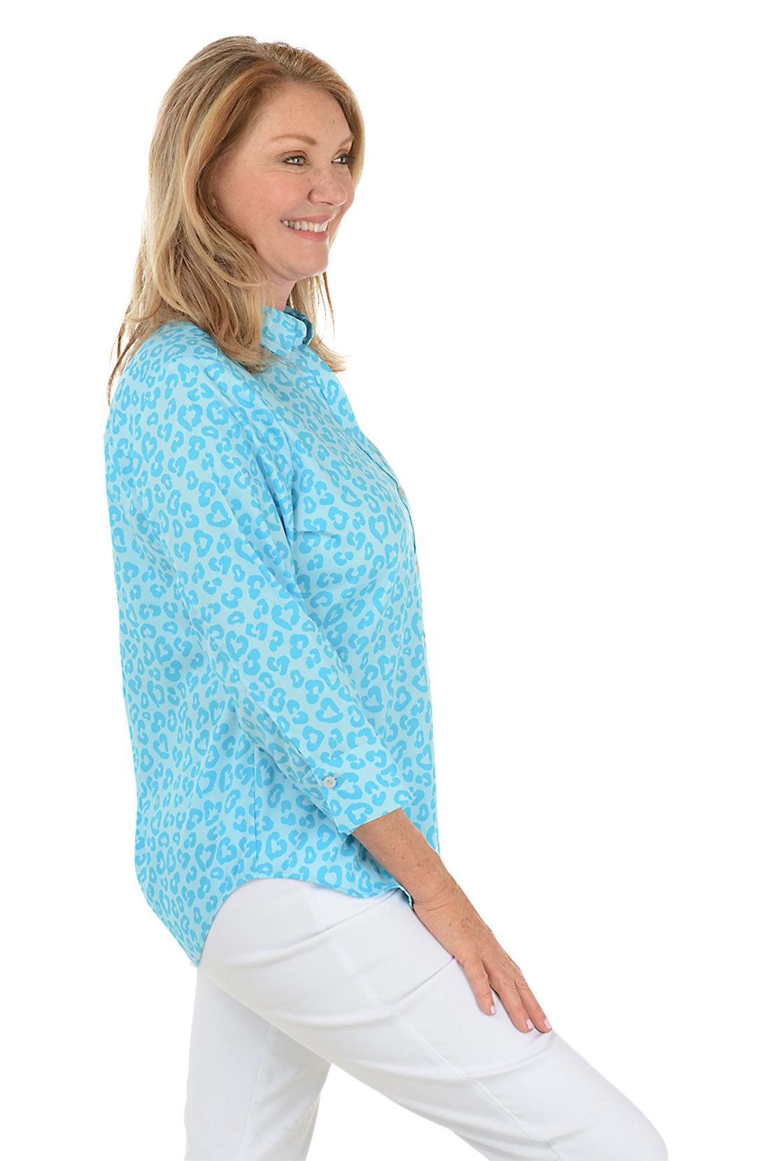Ibiza Turquoise Leopard Margie Shirt