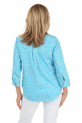 Ibiza Turquoise Leopard Margie Shirt