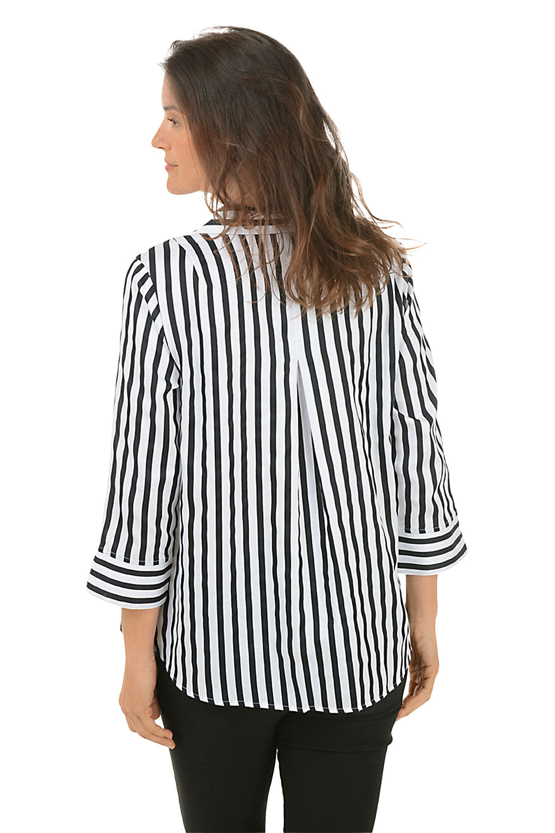 Monochrome Striped Agnes Pleated Back Blouse