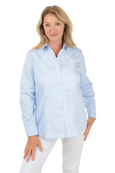 Embroidered Blue Striped Meghan Shirt