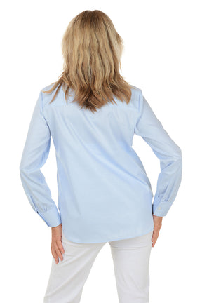 Embroidered Blue Striped Meghan Shirt