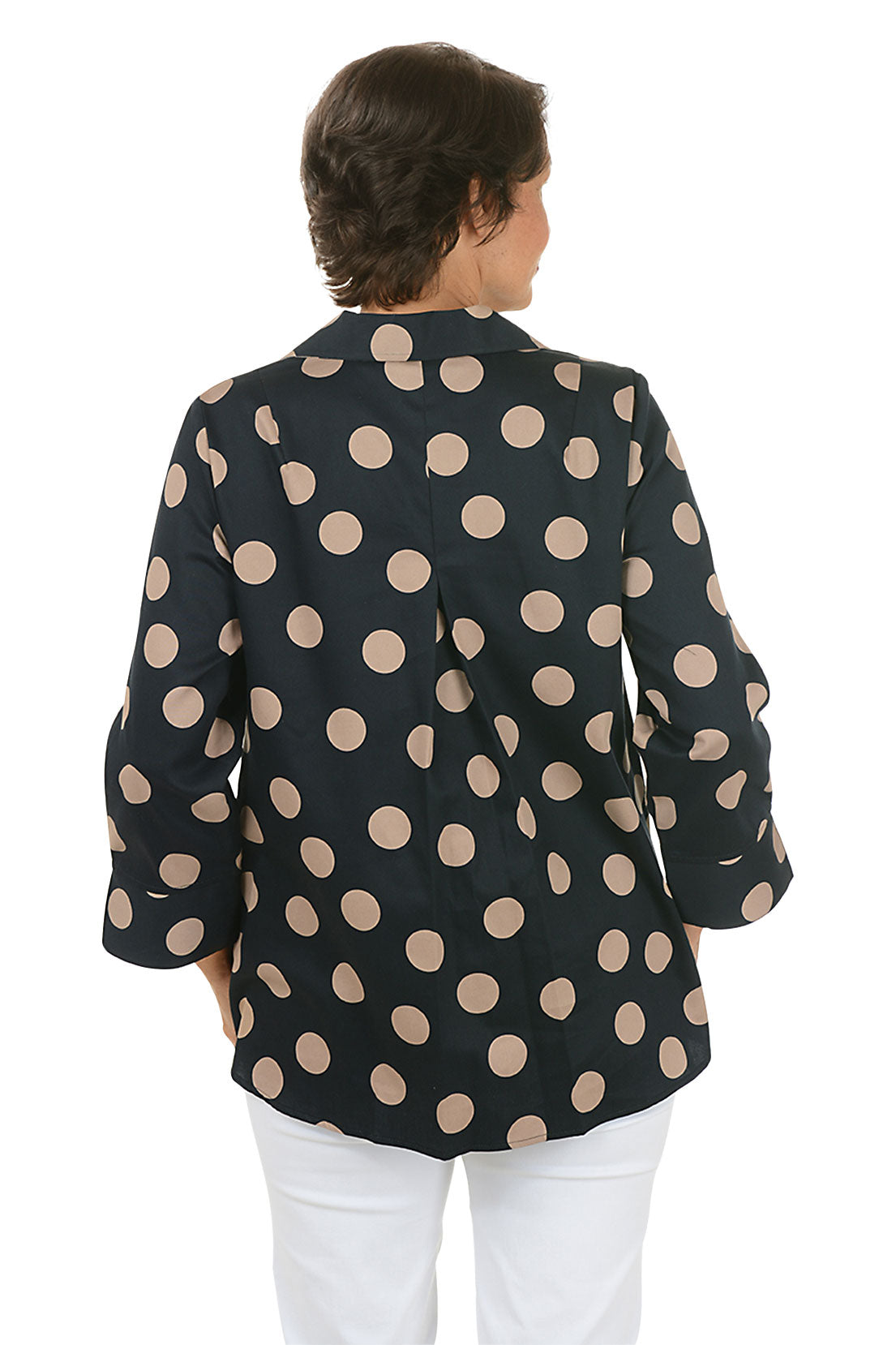 Almond Polka Dots Agnes Pleated Back Blouse