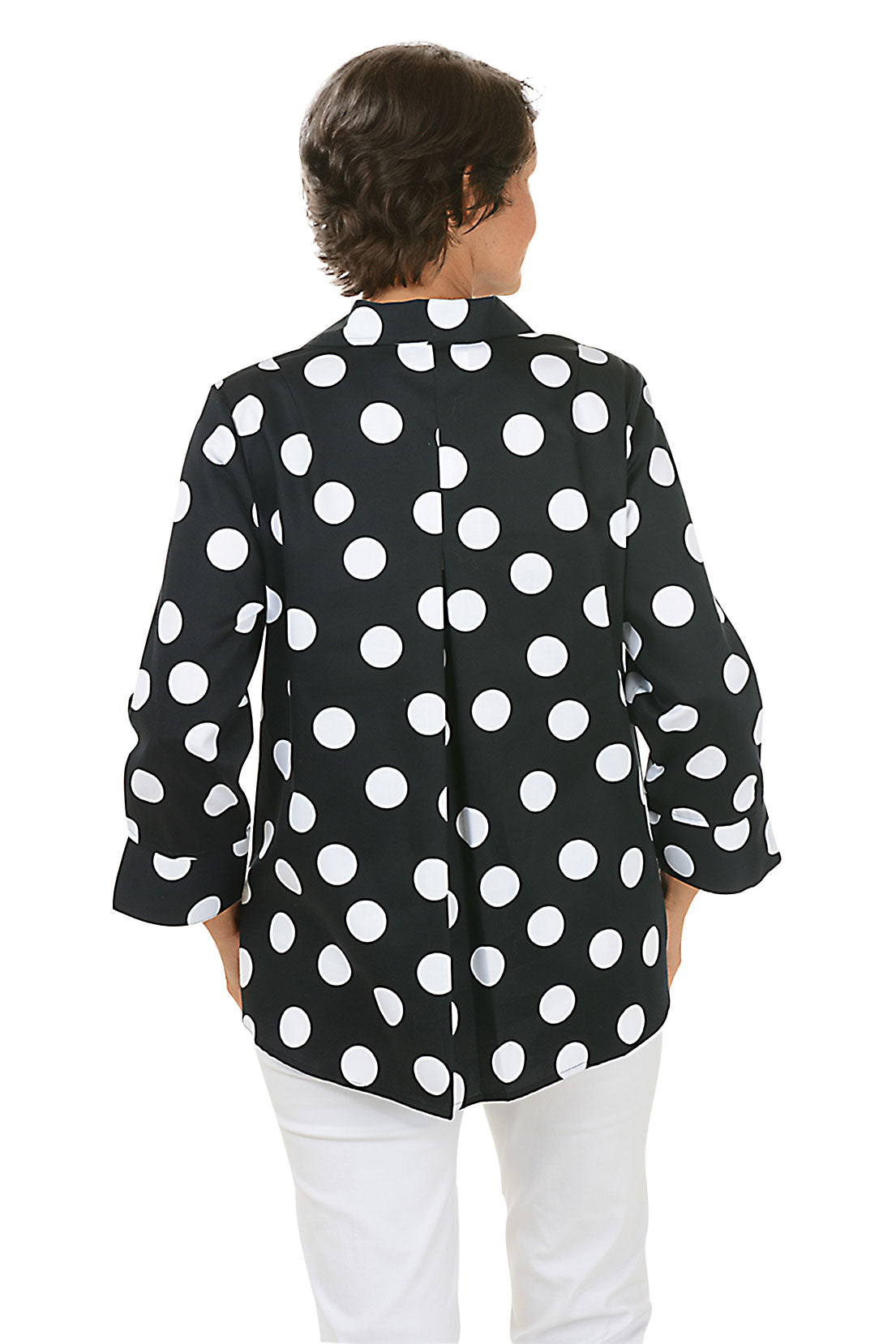 White Polka Dots Agnes Pleated Back Blouse