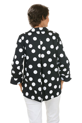 White Polka Dots Agnes Pleated Back Blouse