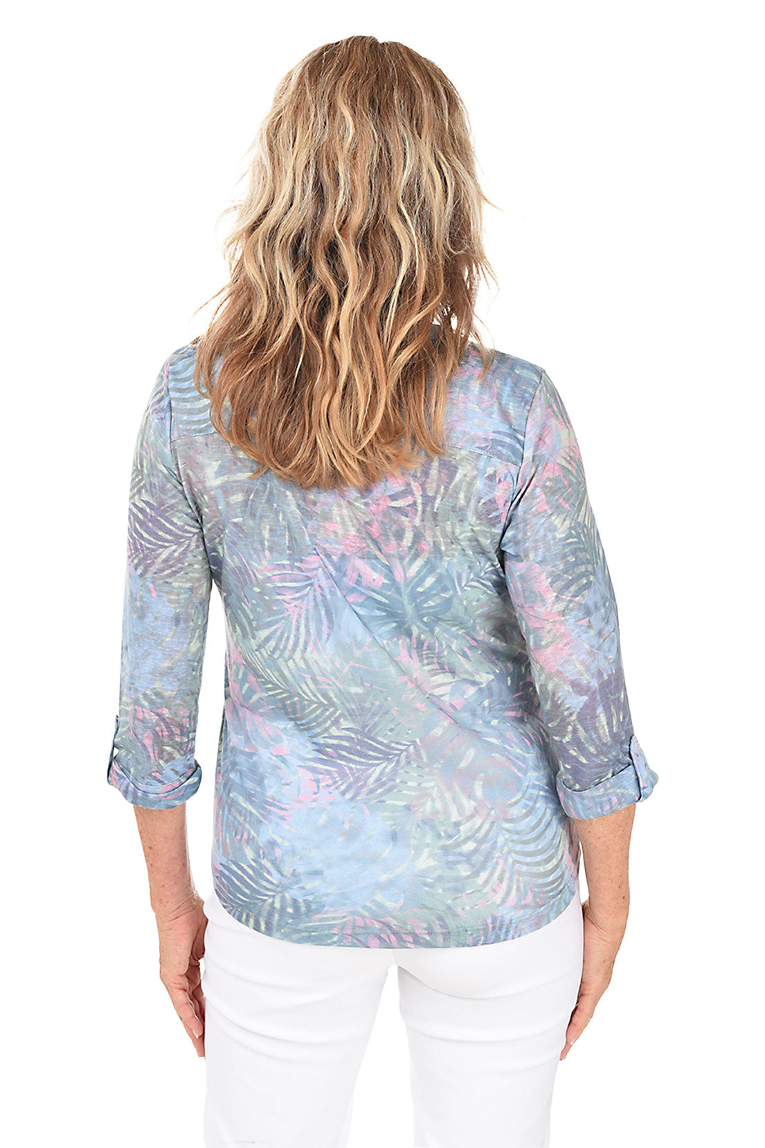 Tropical Camouflage Henley Knit Top