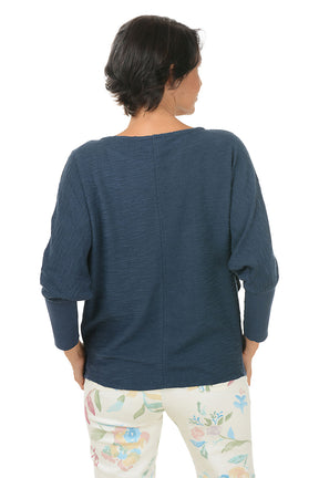 Rose Embroidered Batwing Sleeve Sweater