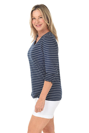 Striped Smocked Sleeve Knit Top