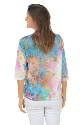 Dandy Floral Boat Neck Knit Top