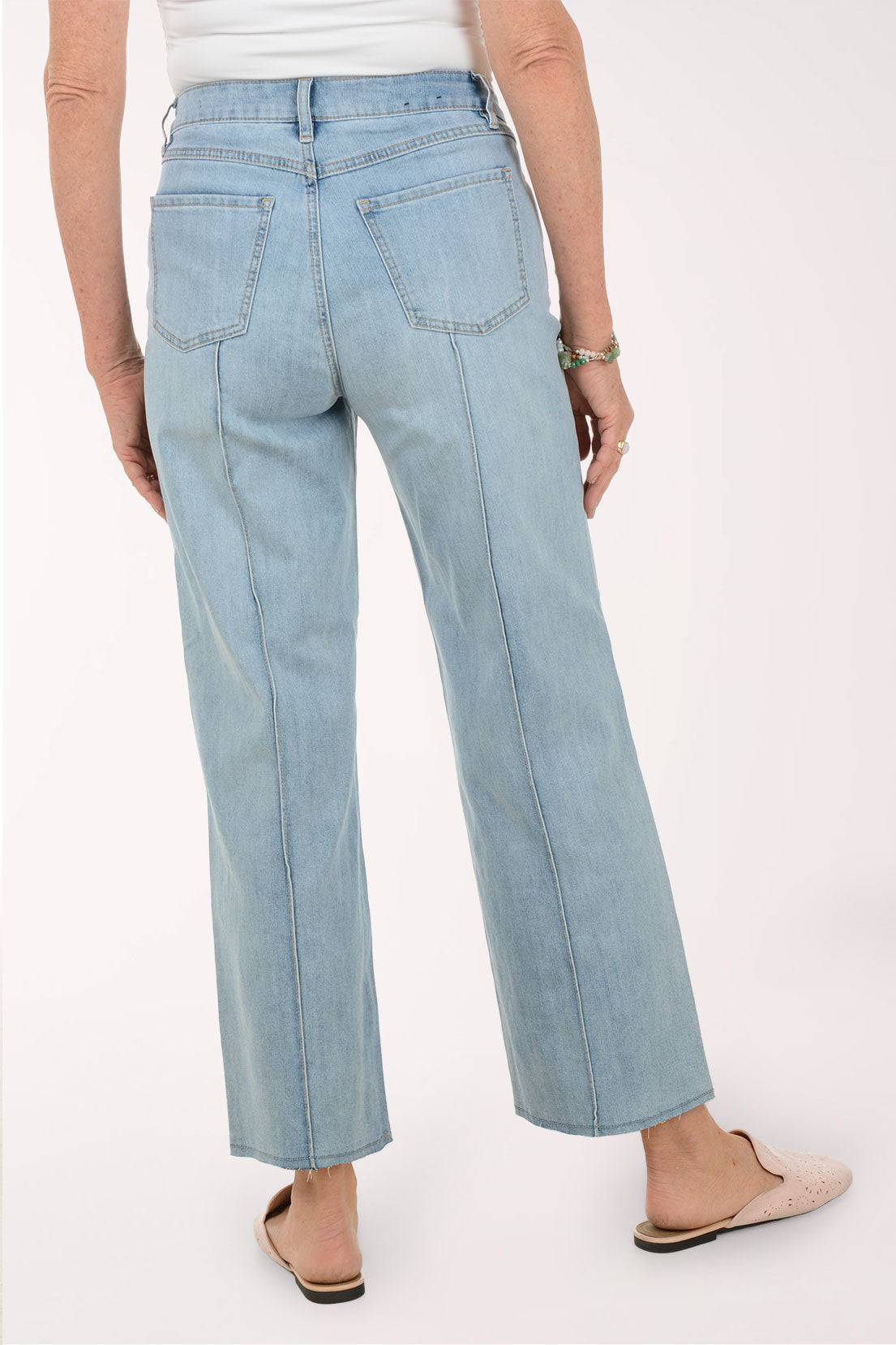 French Dressing Pintuck Seam Wide Leg Denim Pant - Pale Wash French Dressing Pintuck Seam Wide Leg Denim Pant - Pale Wash