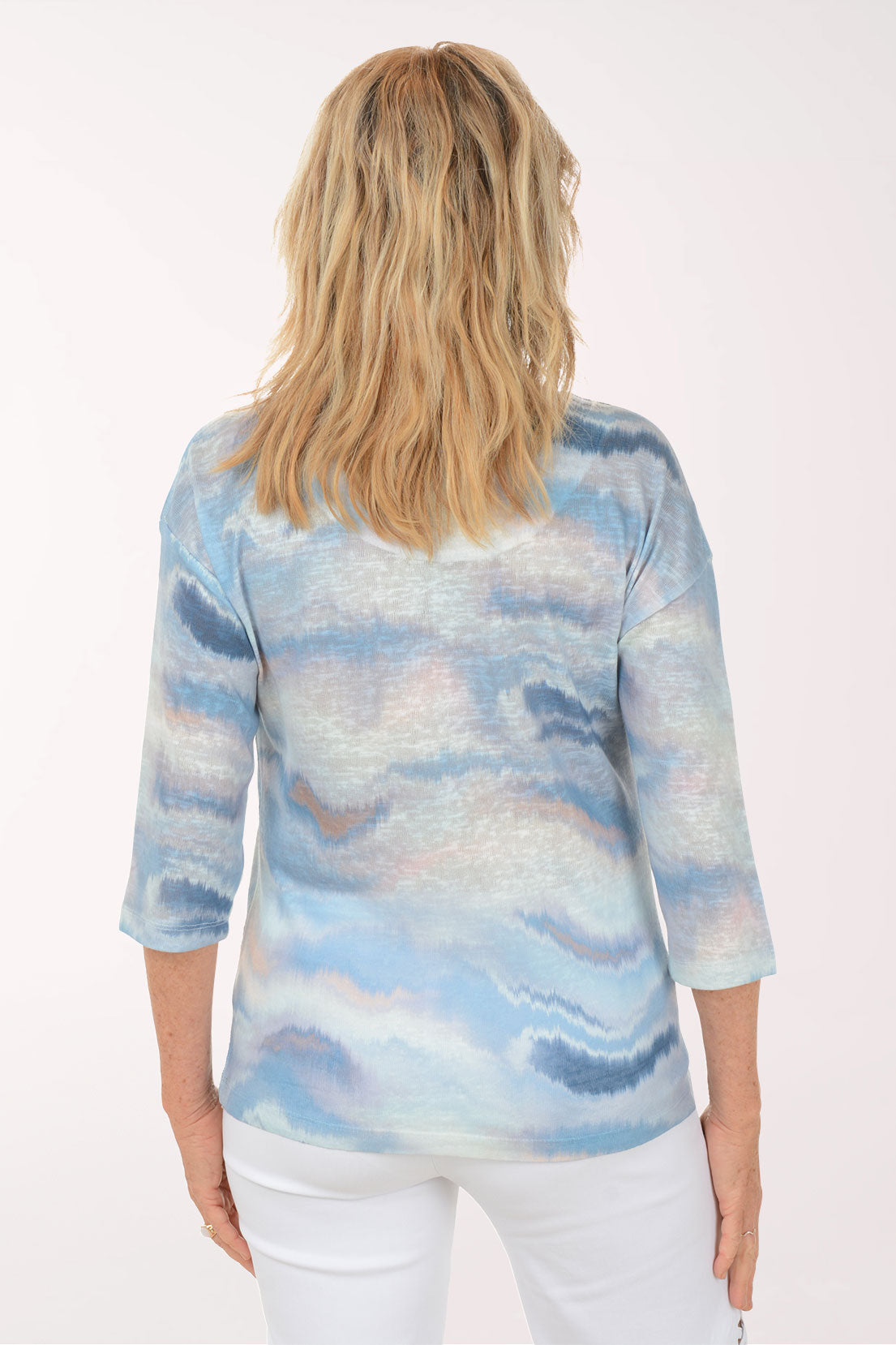 Misty Tie-Dye Notch Neck Knit Top | French Dressing