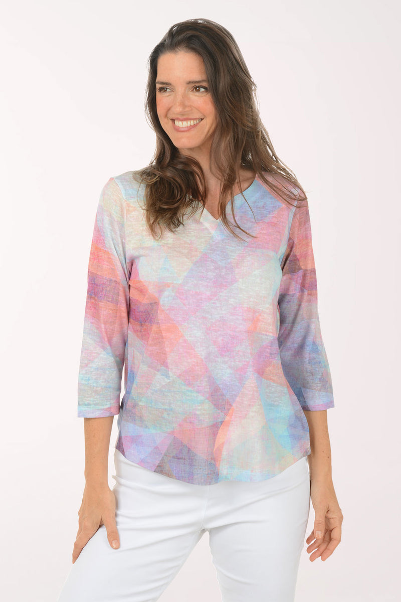 Prism Notch Neck Knit Top | French Dressing