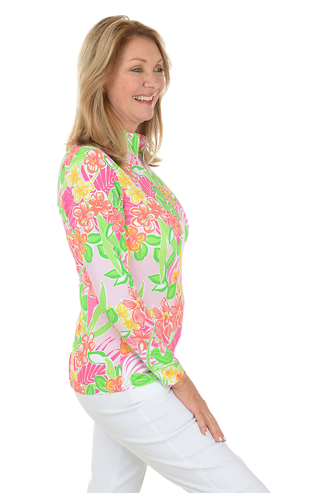 Pink Island Floral UPF50+ Sun Shirt