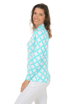 Turquoise Circle Geo UPF50+ Sun Shirt