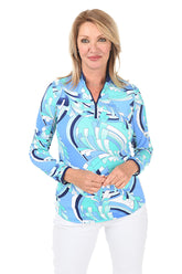 Blue St. Barths UPF50+ Contrast Piping Sun Shirt