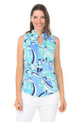 Blue St. Barths UPF50+ Ruffle Sleeveless Top