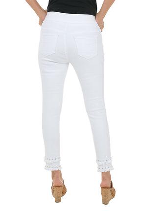 Pearl Tiered Hem Denim Ankle Pant