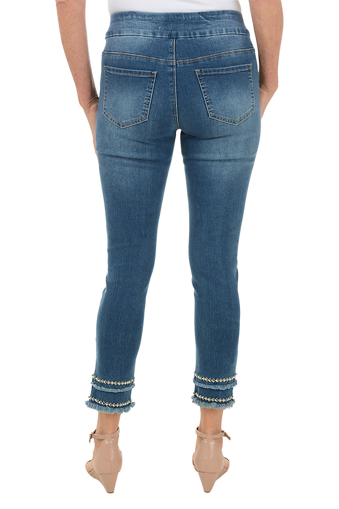 Pearl Pocket Frayed Denim Ankle Pant