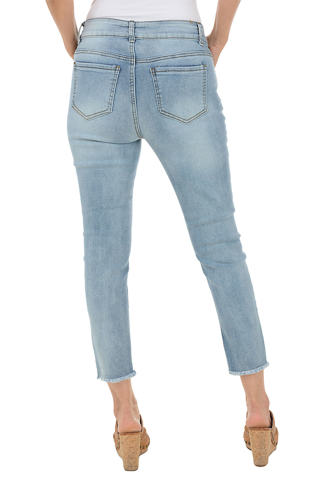 Rhinestone Pocket Embellished Denim Crop Pant