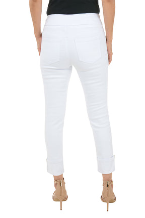 Beaded Pearl Cuff Denim Crop Pant