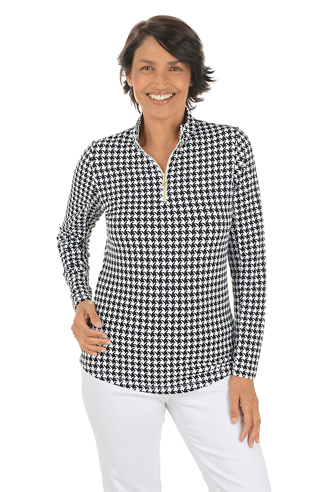 Black Houndstooth UPF50+ Sun Shirt