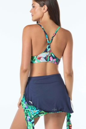 Tropical Paradise Ruched Long Sleeve Swimsuit