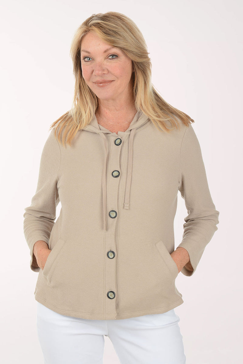 Canyon Textured Cotton Button-Front Hoodie | Habitat