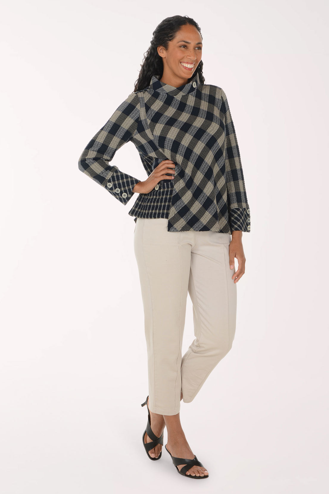 Stonewash Seamed Front Straight Leg Pant