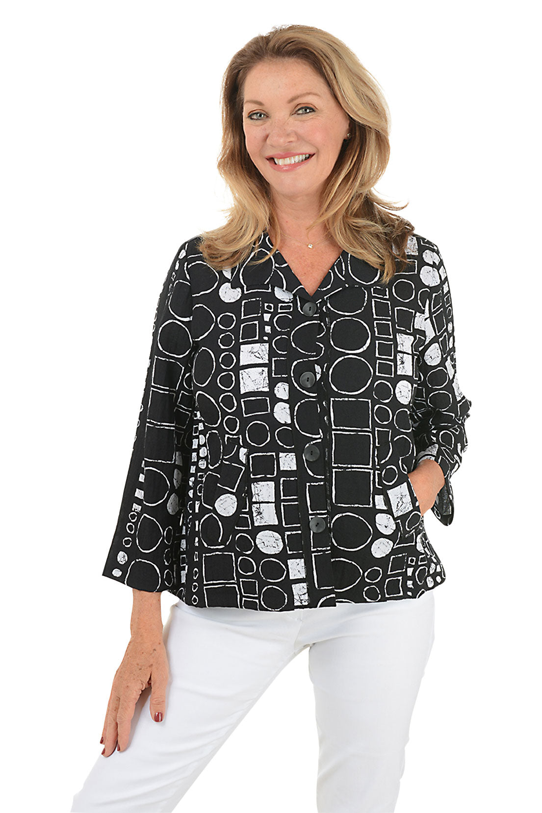 Black Geometric Print Jacket