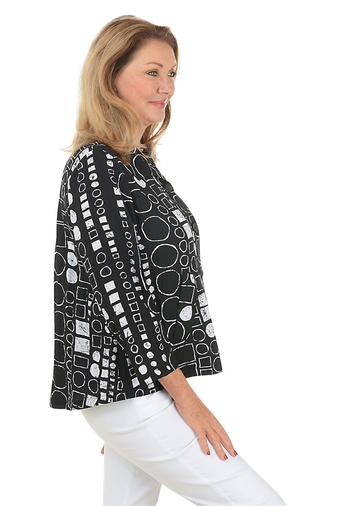 Black Geometric Print Jacket