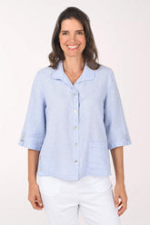 Solid Linen-Blend Relaxed Shirt