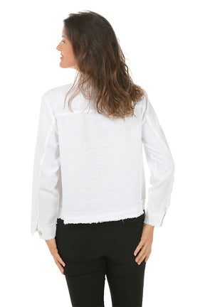 Frayed Double Pocket Linen-Blend Jacket