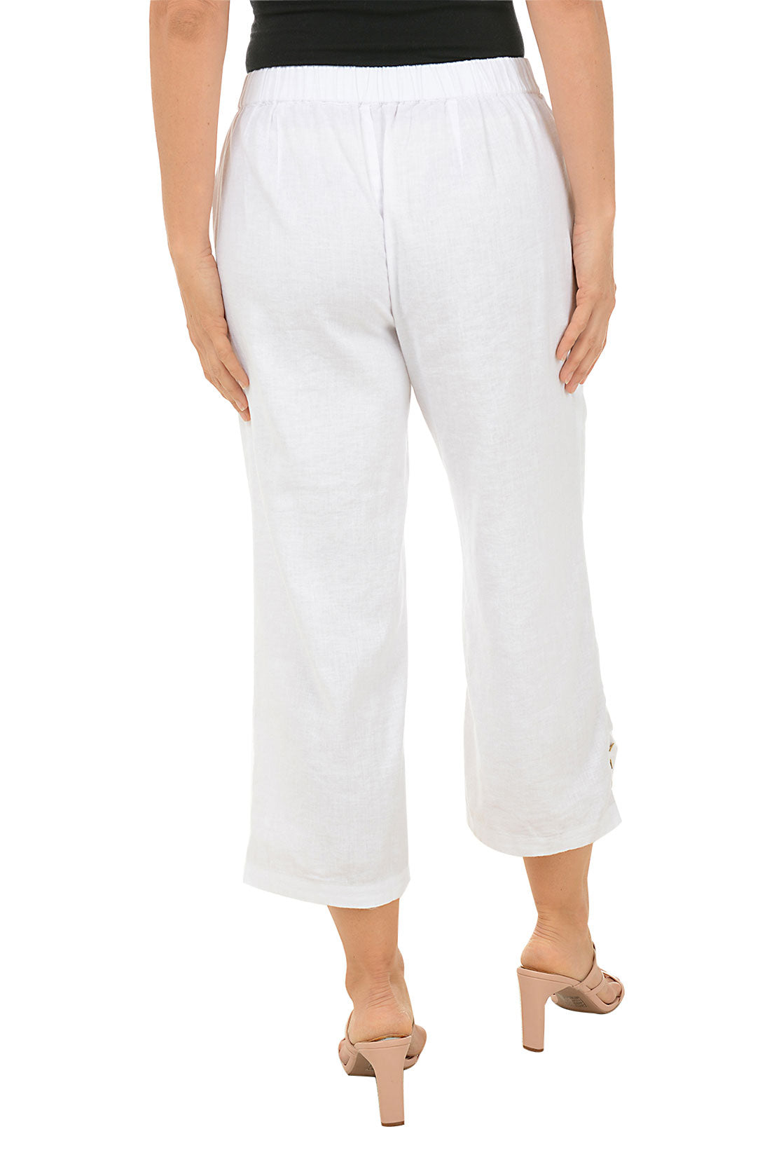 Triple Button Hem Linen-Blend Crop Pant