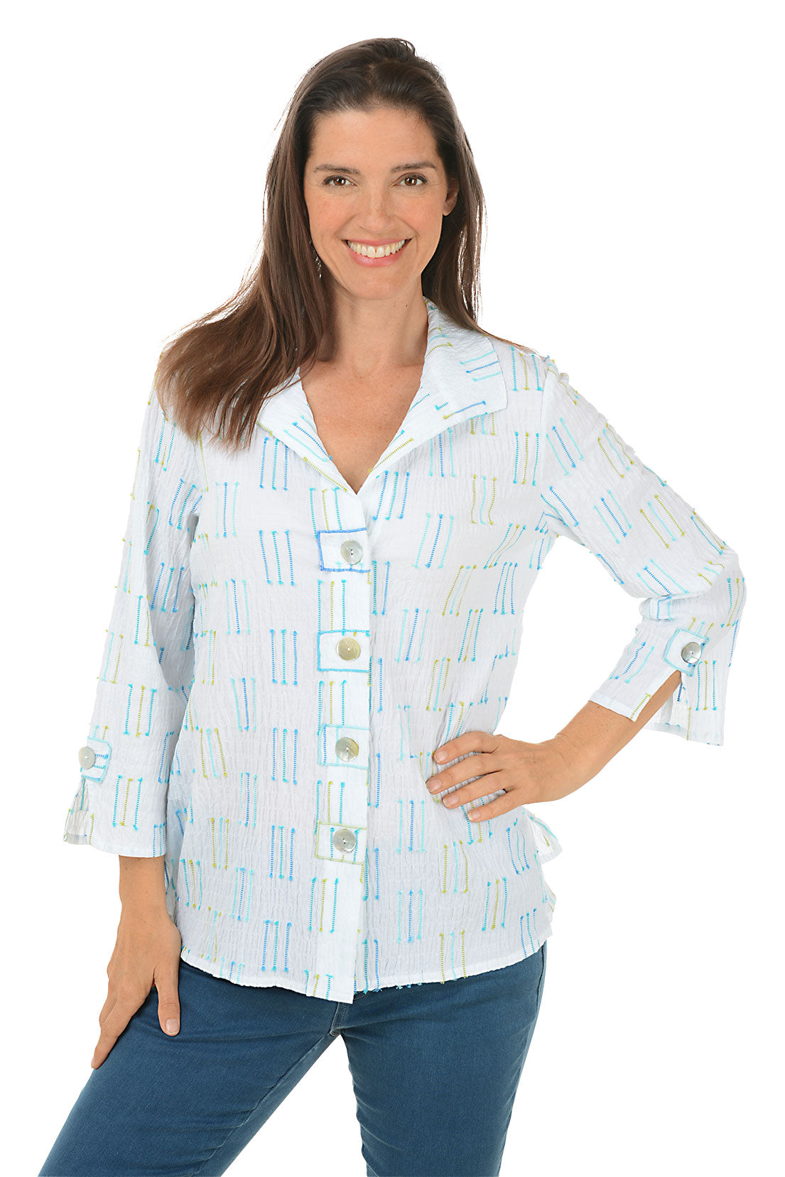 Inca Button-Front Crinkled Shirt