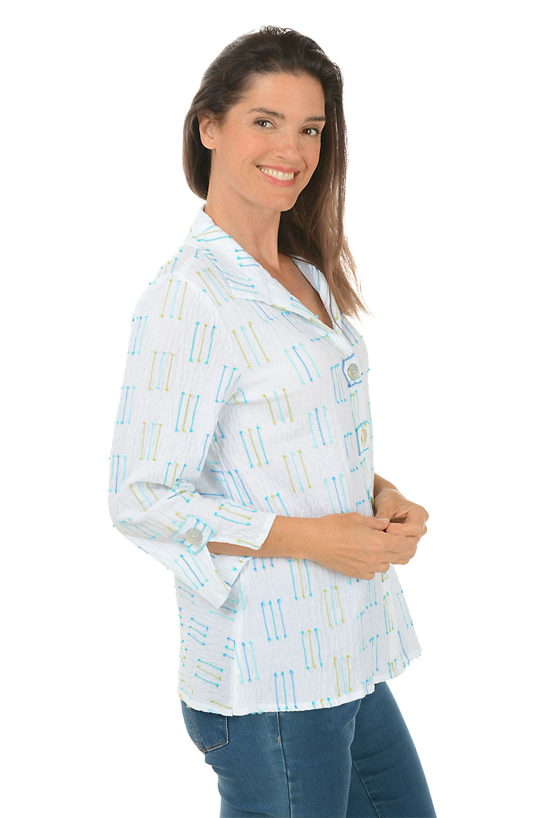 Inca Button-Front Crinkled Shirt