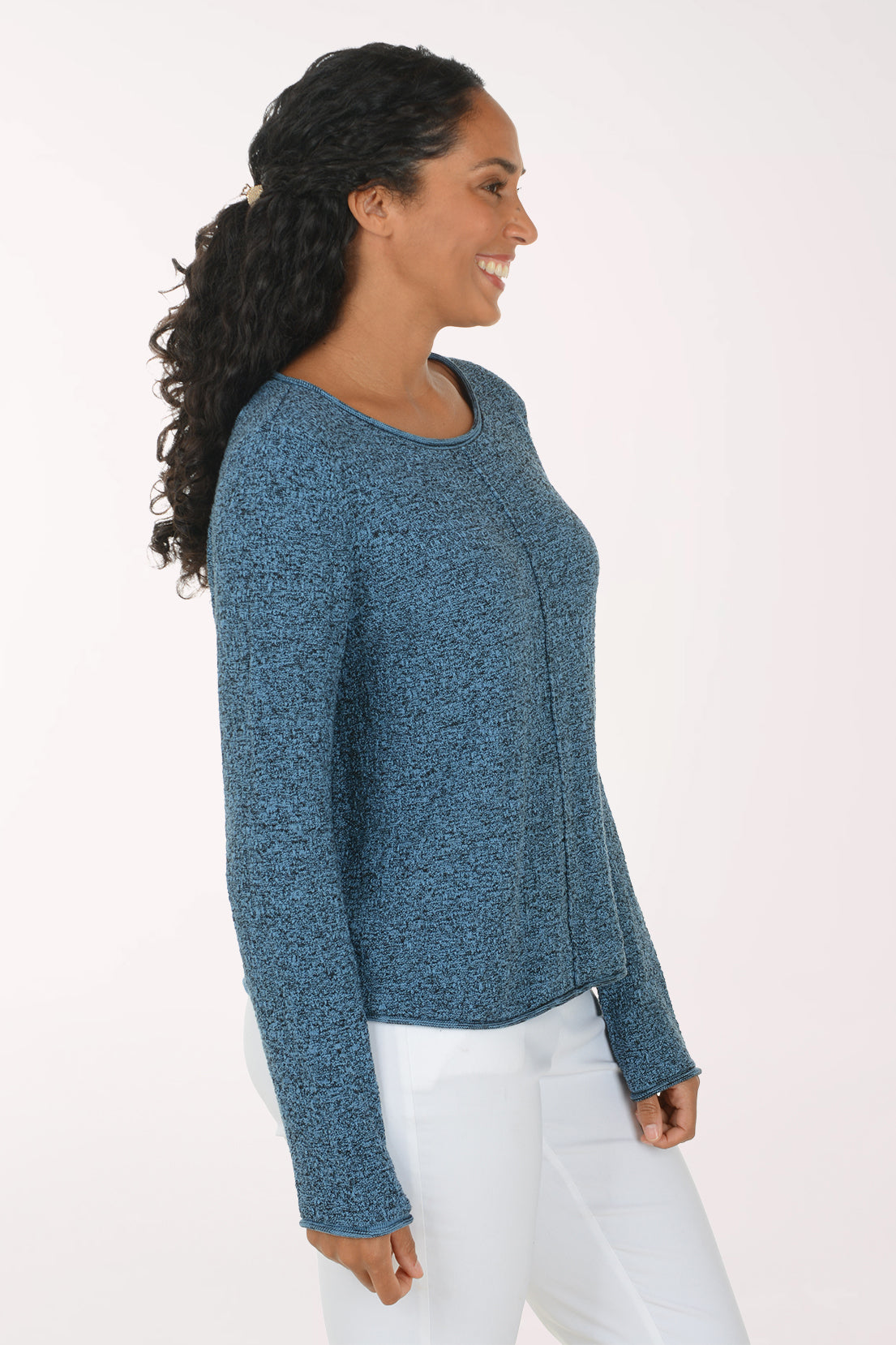 Scramble Stitch Cotton Button Back Sweater
