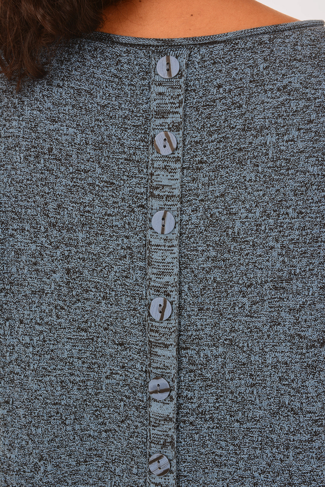 Scramble Stitch Cotton Button Back Sweater