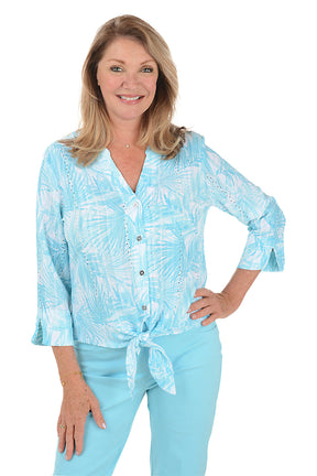 Spring Thing Eyelet Tie-Front Shirt