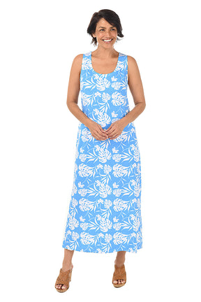Tropical Palms Sleeveless Maxi Dress