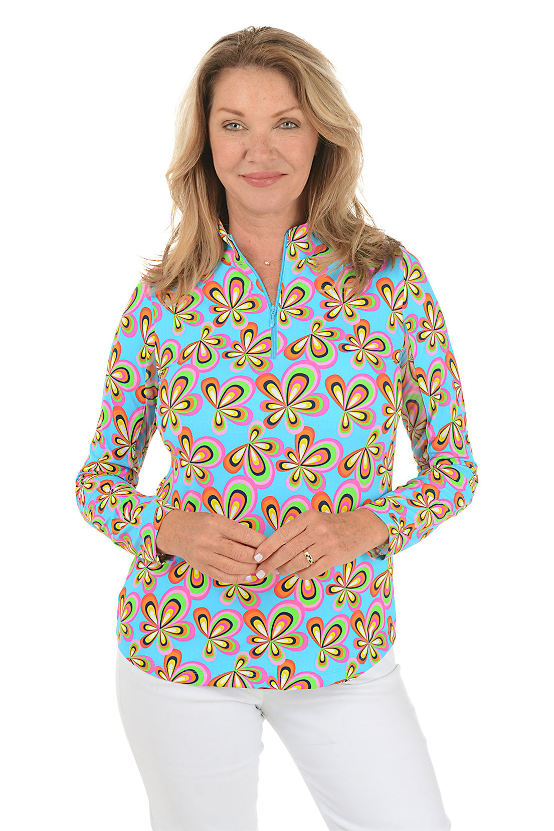 Turquoise Arya Flower UPF50+ Sun Shirt