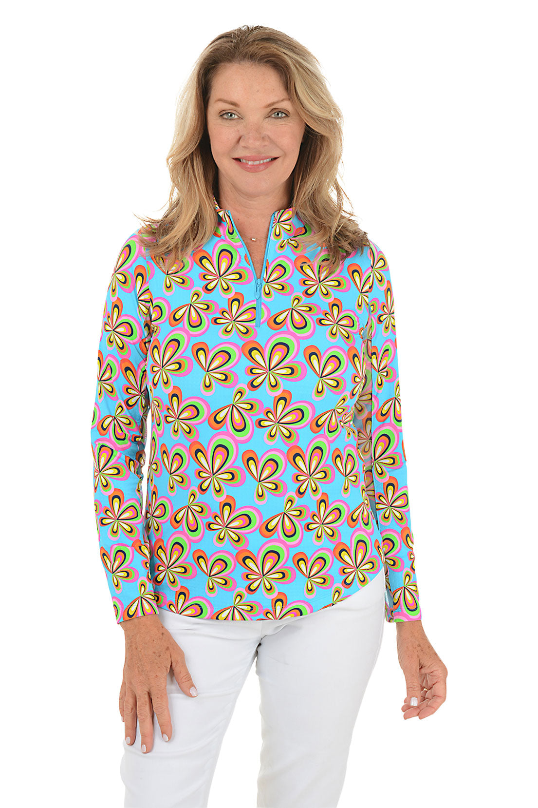 Turquoise Arya Flower UPF50+ Sun Shirt