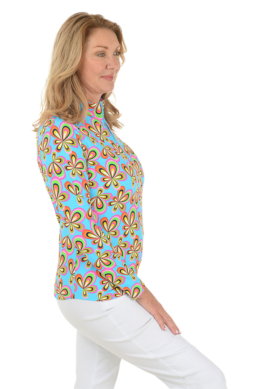 Turquoise Arya Flower UPF50+ Sun Shirt