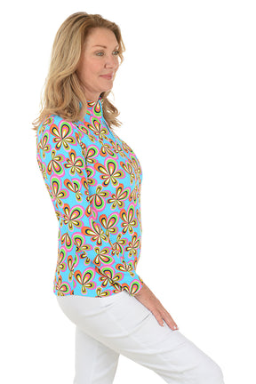 Turquoise Arya Flower UPF50+ Sun Shirt