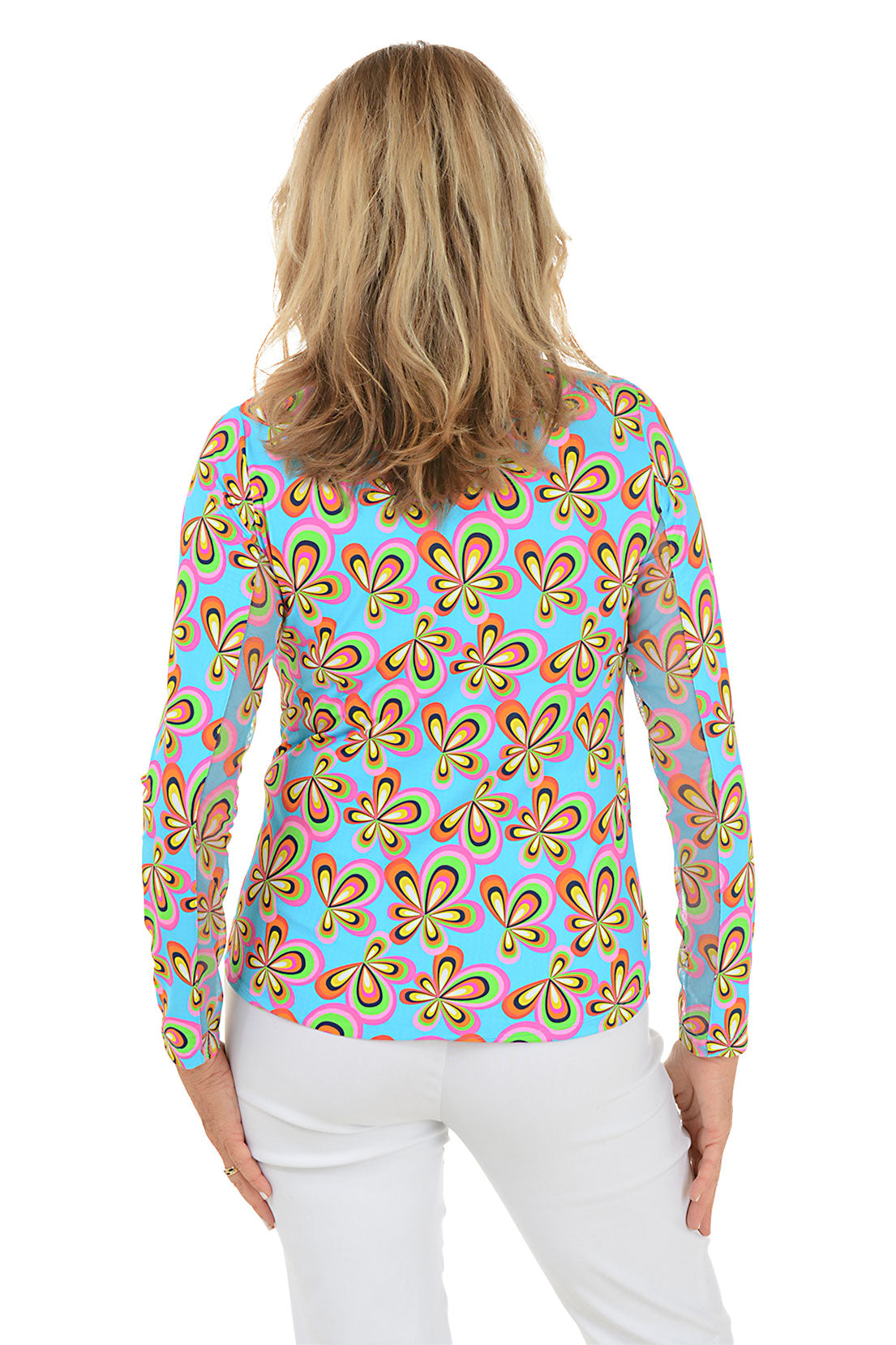 Turquoise Arya Flower UPF50+ Sun Shirt