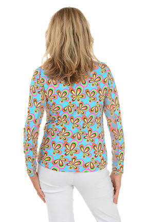 Turquoise Arya Flower UPF50+ Sun Shirt